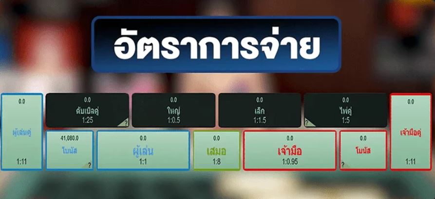 การวางพนัน และอัตราการจ่ายบาคาร่า